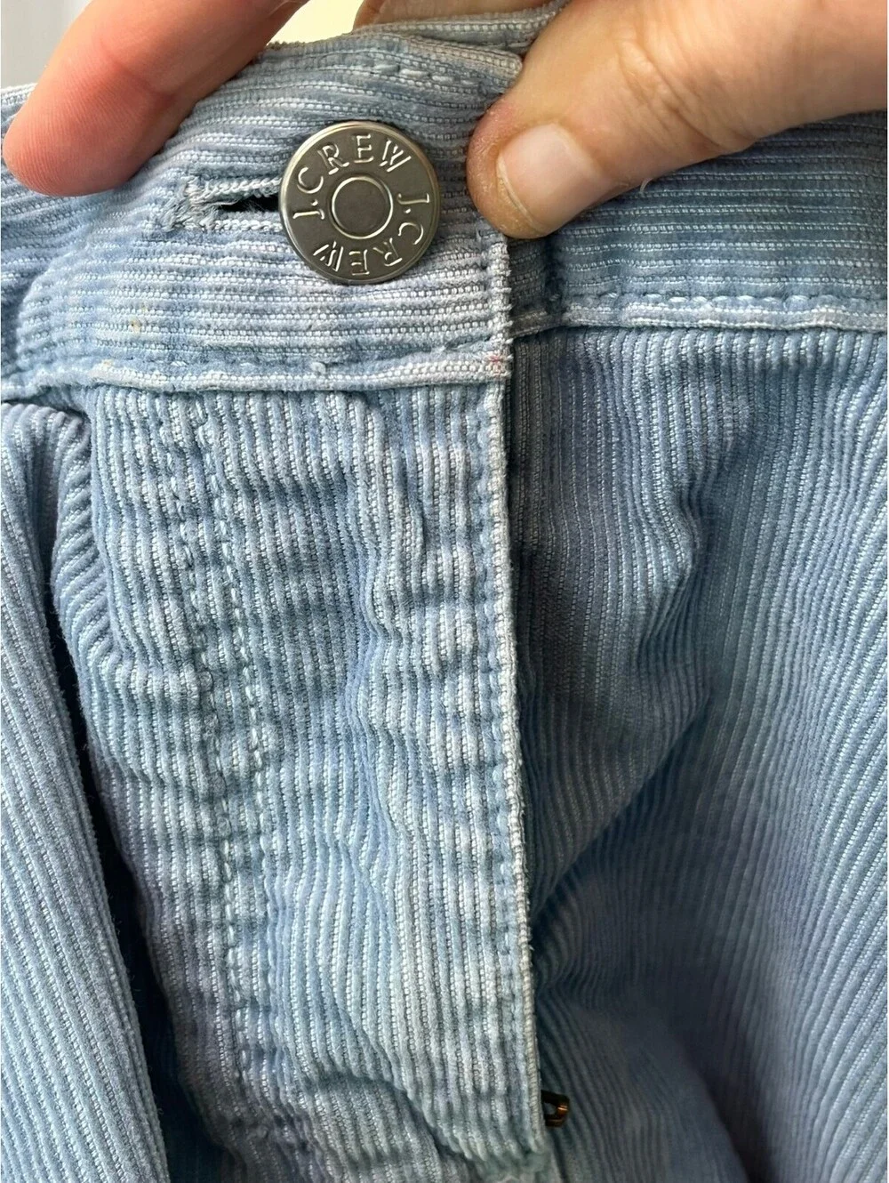 Vintage J.Crew Light Blue Corduroy A-Line Mini Skirt 5-Pocket Made in Macau